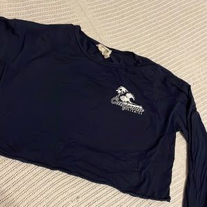 Navy Blue, long sleeve cropped t-shirt